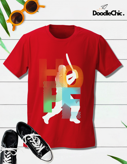 Hope Cricket Kids Organic Cotton T-shirt Red from DoodleChic