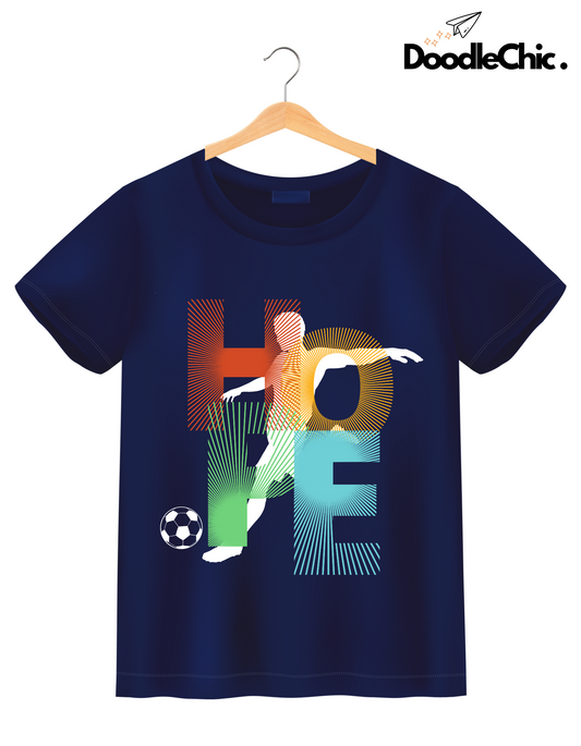 Hope Soccer Kids Organic Cotton T-shirt Navy Blue from DoodleChic