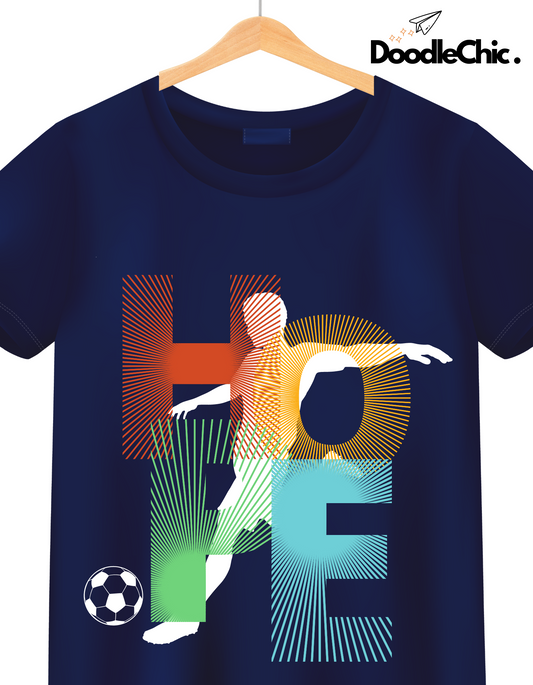 Hope Soccer Kids Organic Cotton T-shirt Navy Blue from DoodleChic
