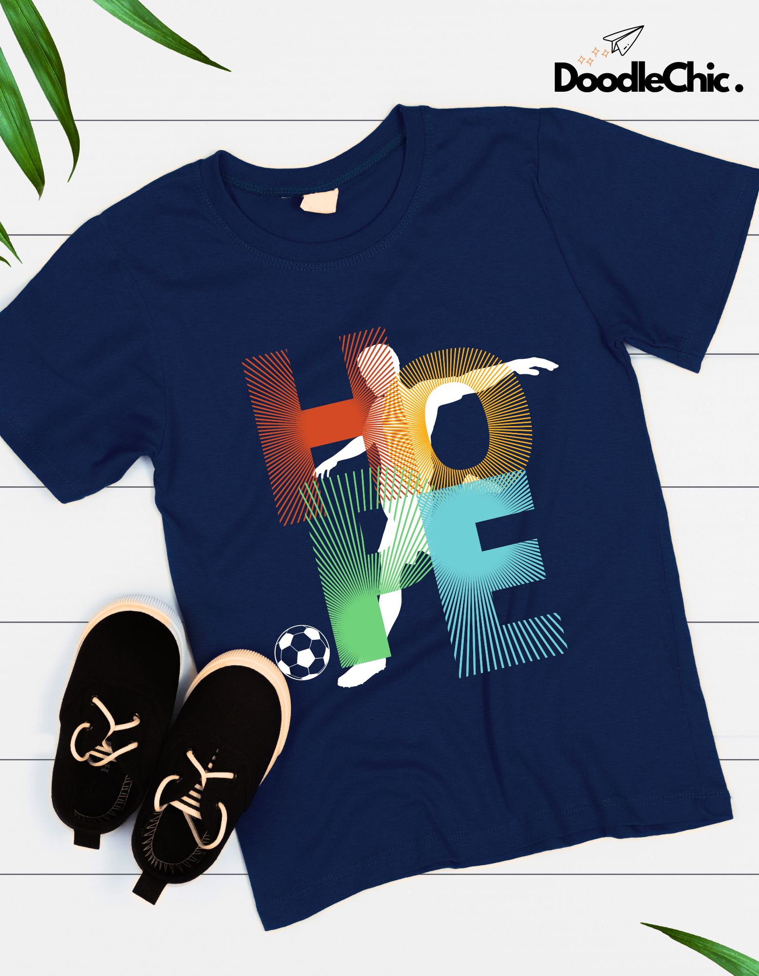 Hope Soccer Kids Organic Cotton T-shirt Navy Blue from DoodleChic