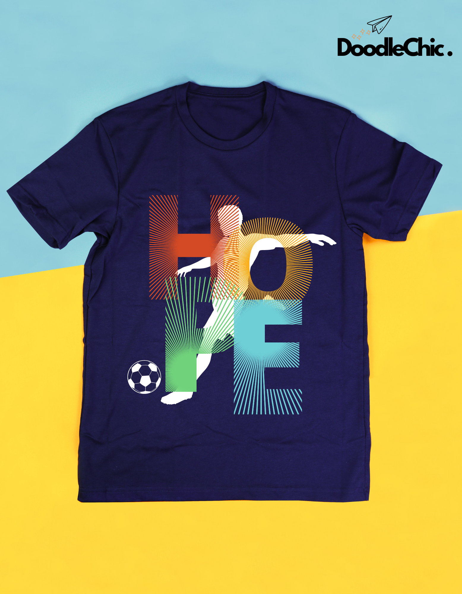 Hope Soccer Kids Organic Cotton T-shirt Navy Blue from DoodleChic