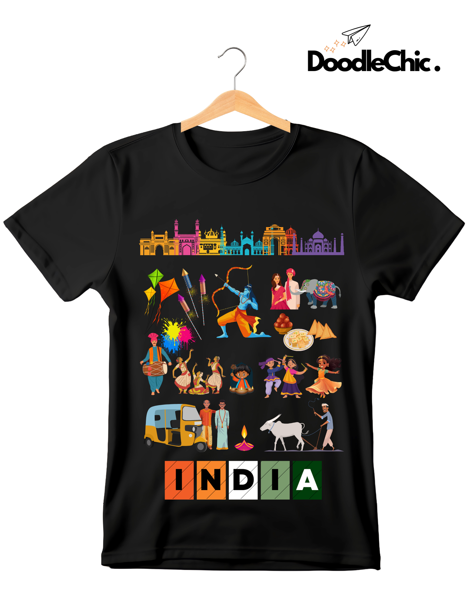 India Kids Organic Cotton T-shirt Black from DoodleChic
