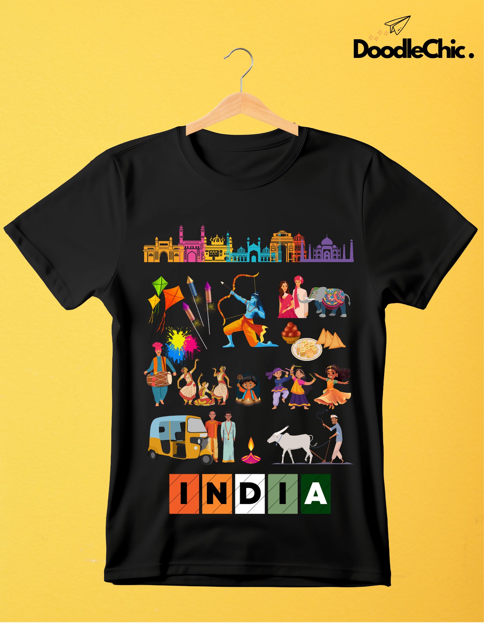 India Kids Organic Cotton T-shirt Black from DoodleChic
