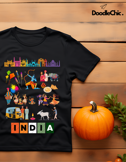 India Kids Organic Cotton T-shirt Black from DoodleChic