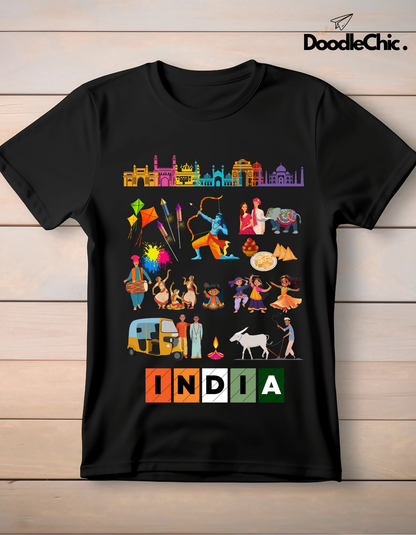 India Kids Organic Cotton T-shirt Black from DoodleChic