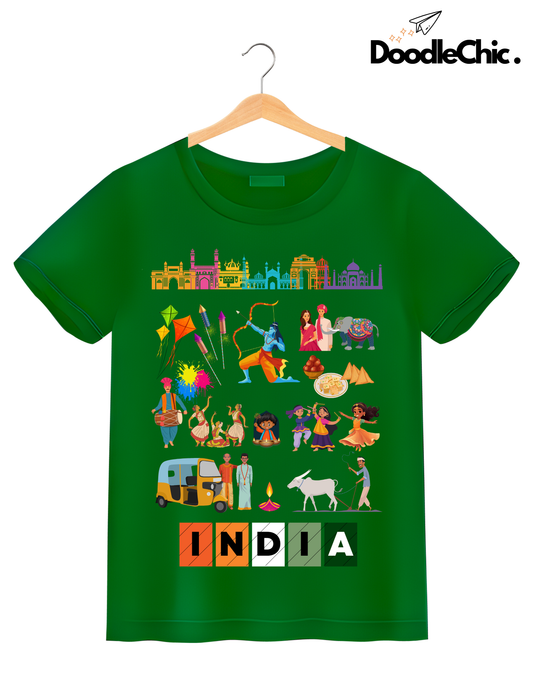 India Kids Organic Cotton T-shirt Green from DoodleChic