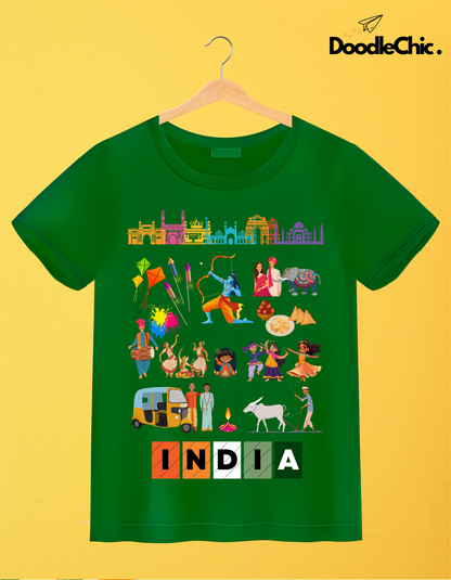 India Kids Organic Cotton T-shirt Green from DoodleChic