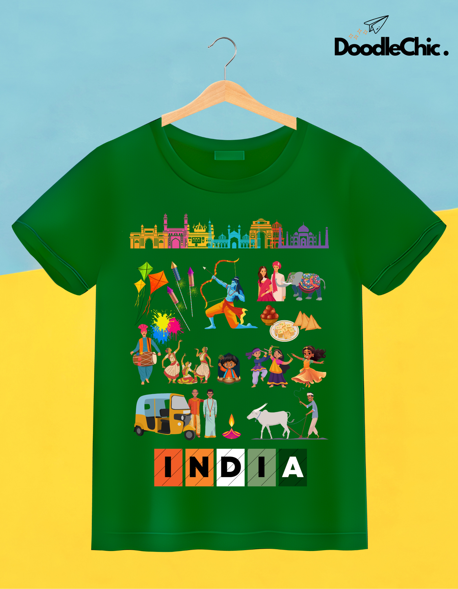 India Kids Organic Cotton T-shirt Green from DoodleChic