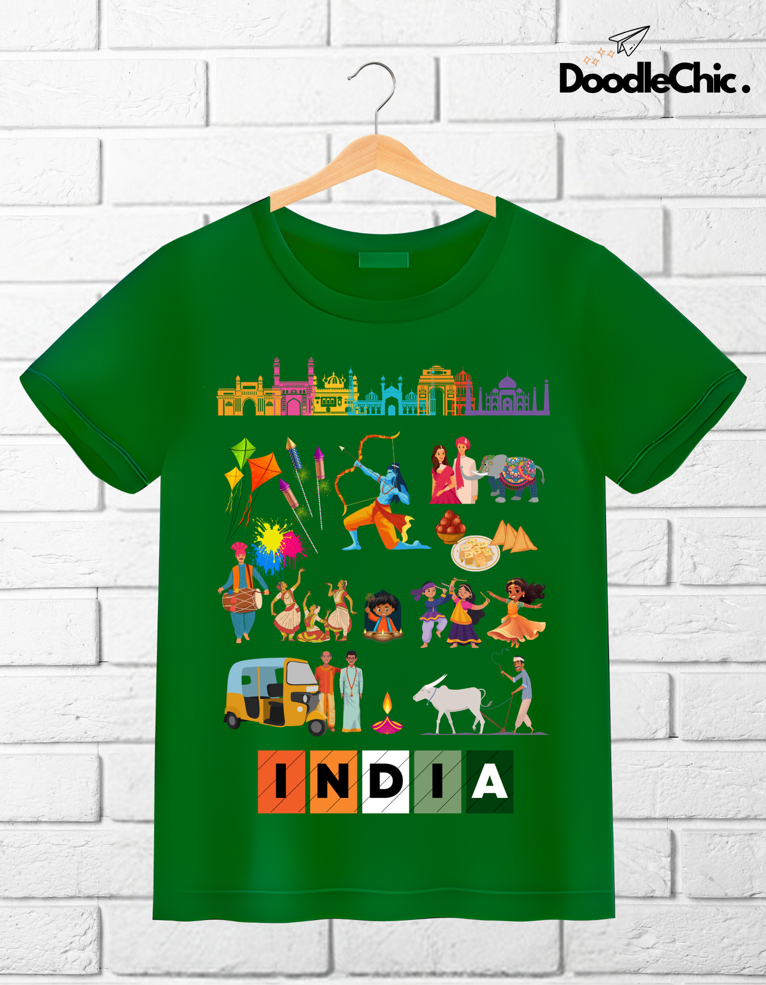 India Kids Organic Cotton T-shirt Green from DoodleChic