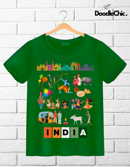 India Kids Organic Cotton T-shirt Green from DoodleChic