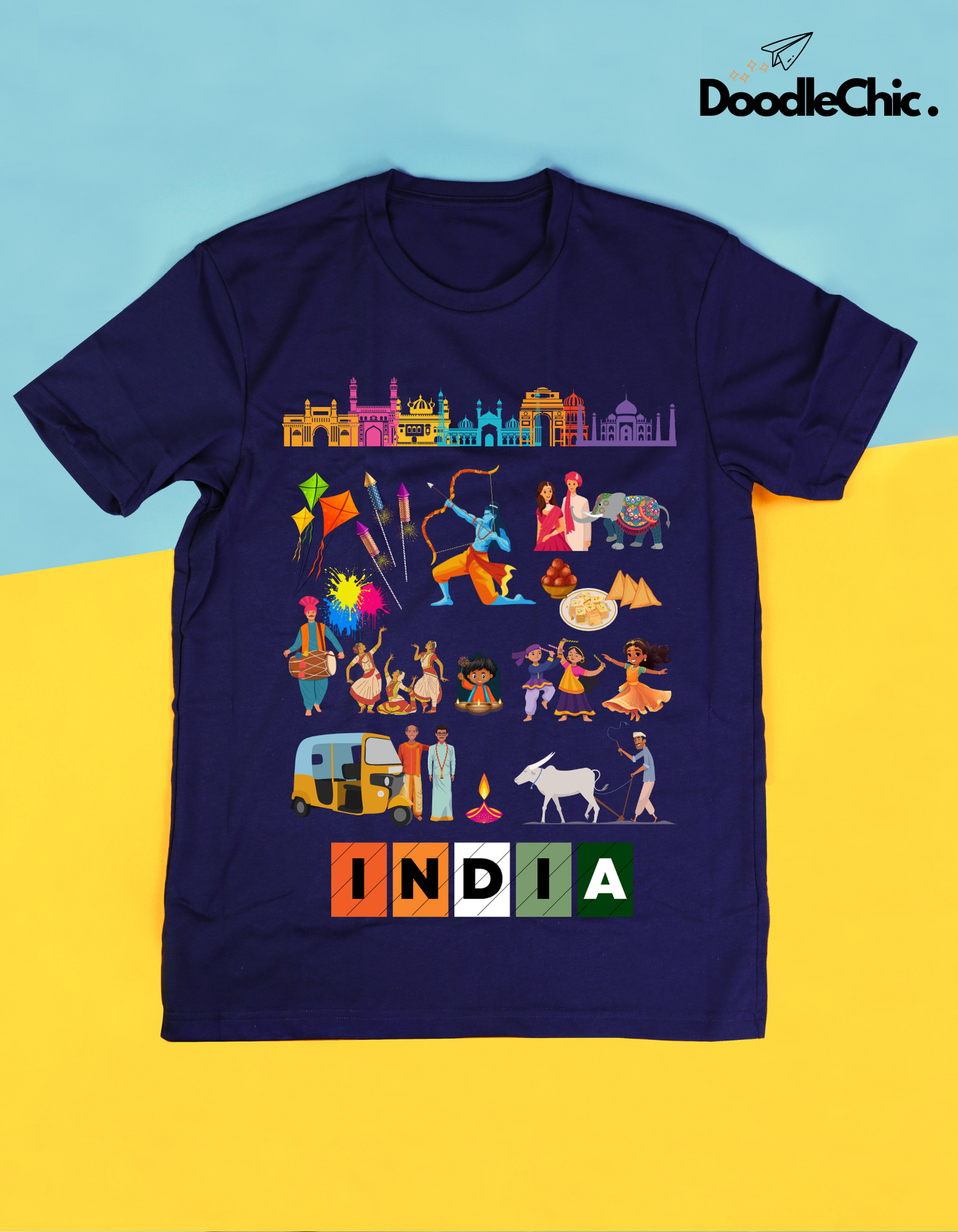 India Kids Organic Cotton T-shirt Navy Blue from DoodleChic