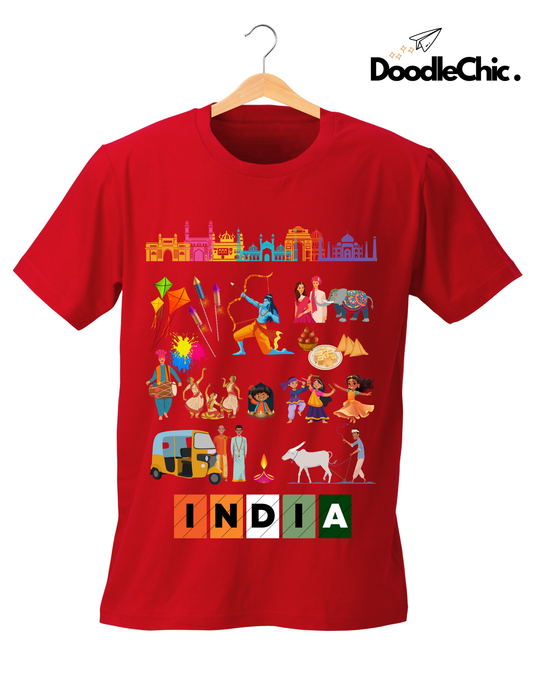 India Kids Organic Cotton T-shirt Red from DoodleChic