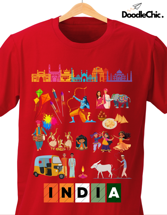 India Kids Organic Cotton T-shirt Red from DoodleChic