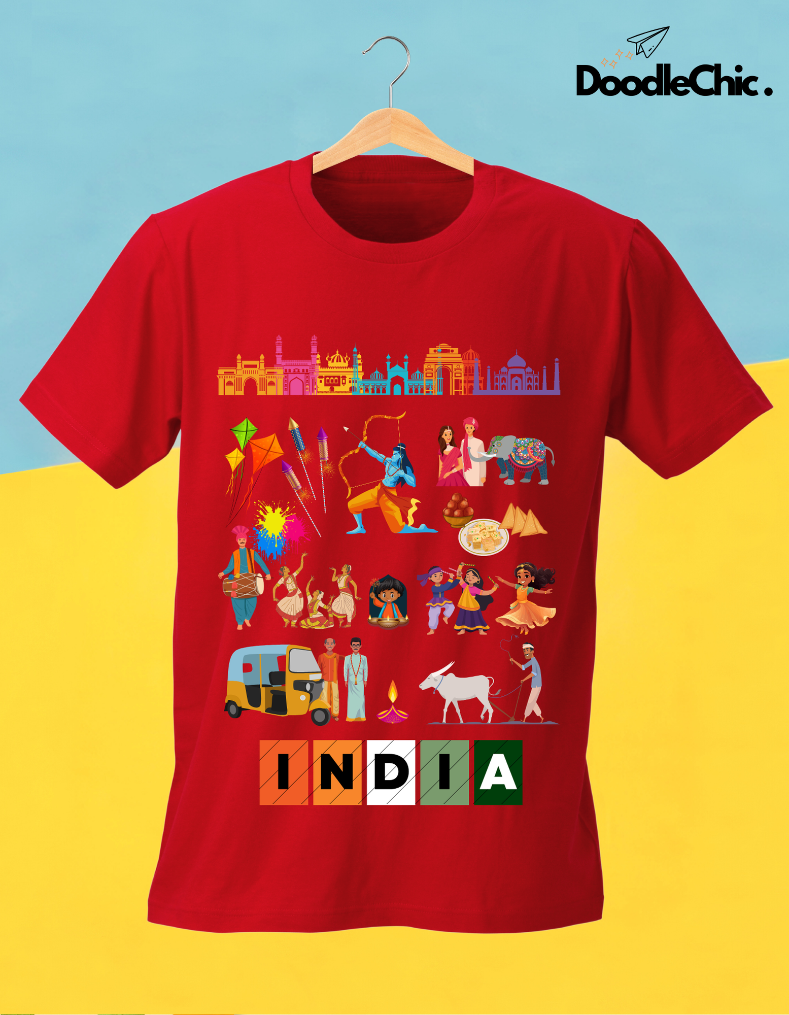 India Kids Organic Cotton T-shirt Red from DoodleChic
