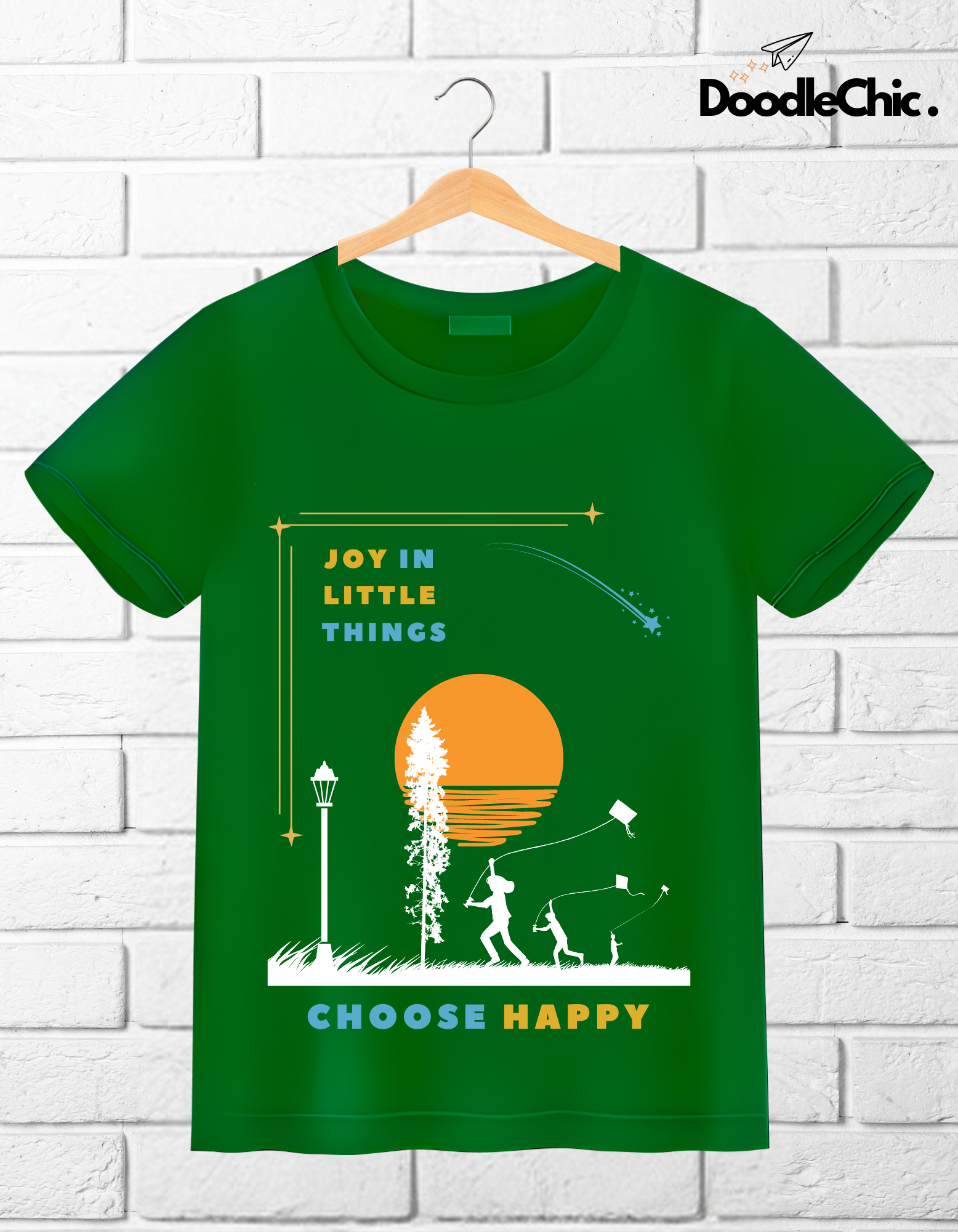 Joy in Little Things Kids Organic Cotton T-shirt Green from DoodleChic