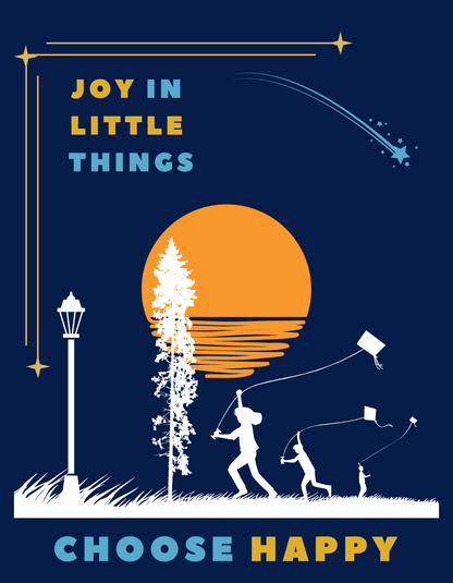 Joy in Little Things Kids Organic Cotton T-shirt Navy Blue from DoodleChic