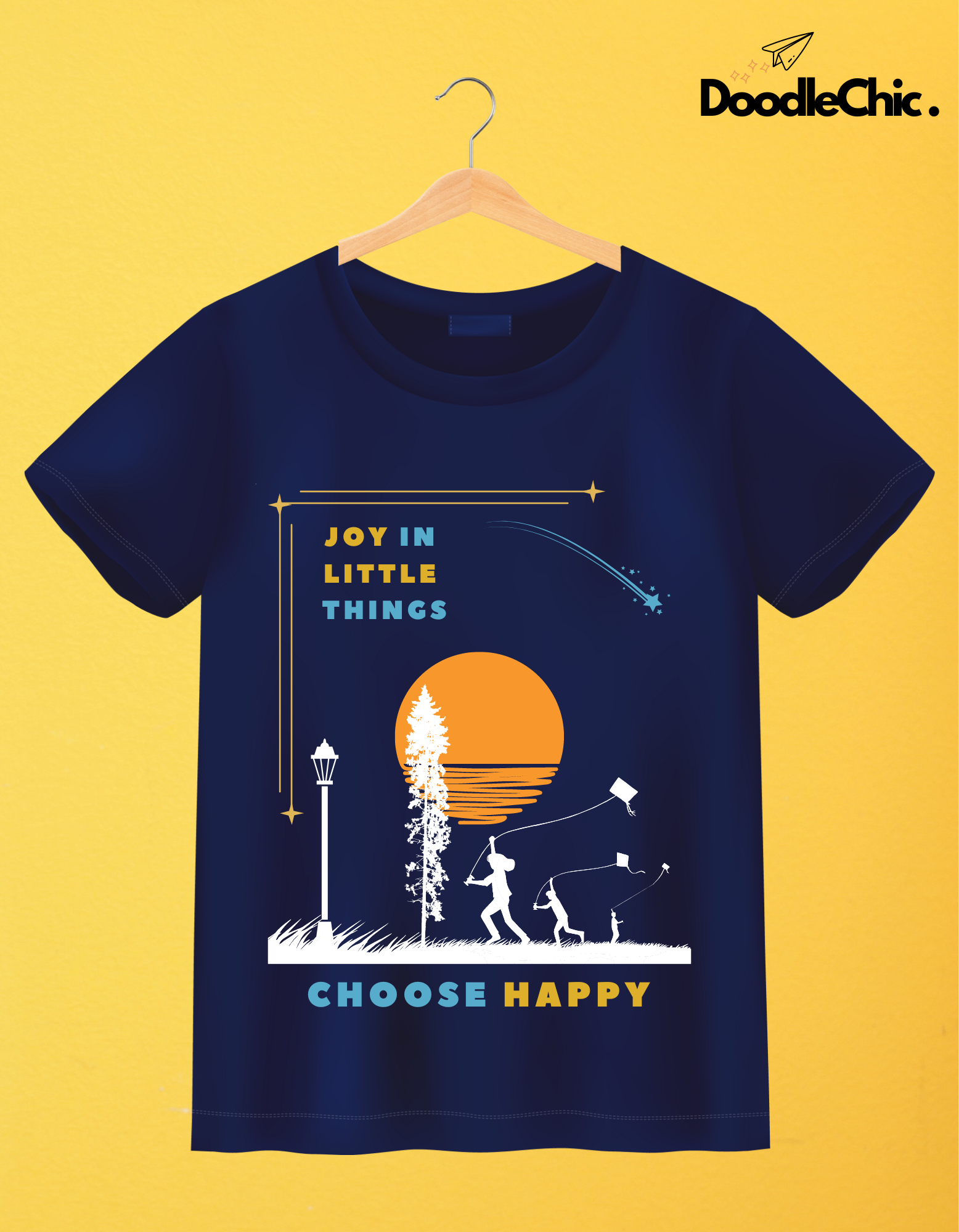 Joy in Little Things Kids Organic Cotton T-shirt Navy Blue from DoodleChic