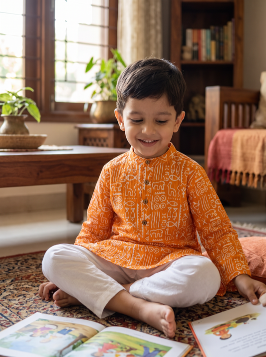 अBIR Kesariya Kahani Long Kurta for Boys