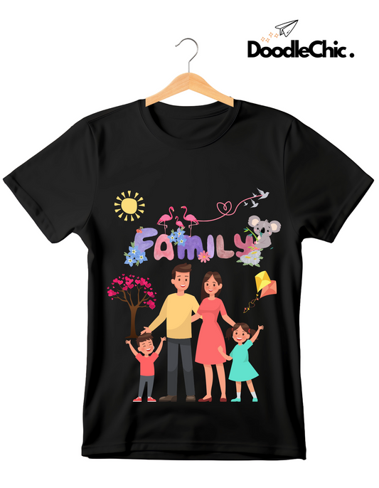 My Family Kids Organic Cotton T-shirt Black from DoodleChic