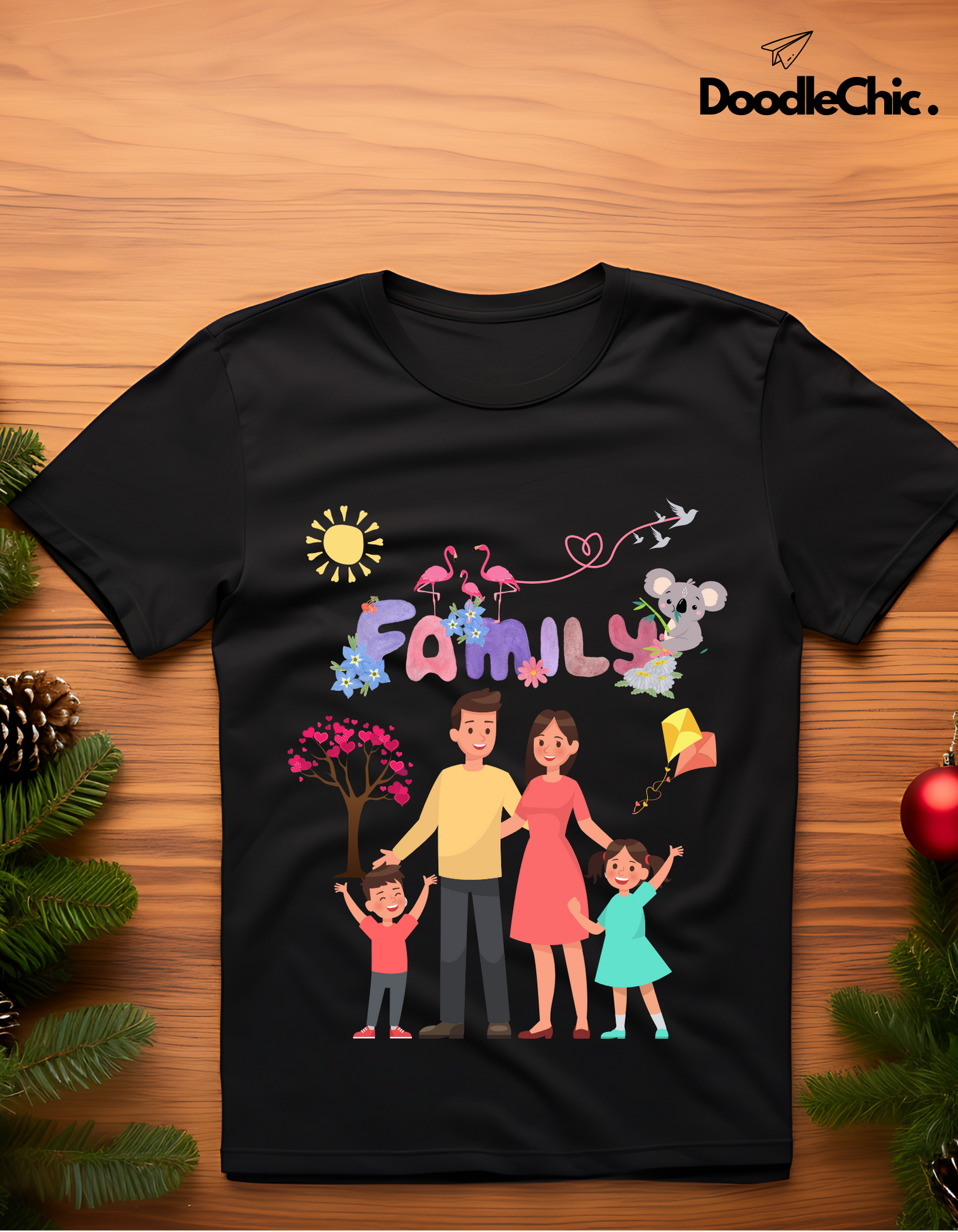 My Family Kids Organic Cotton T-shirt Black from DoodleChic