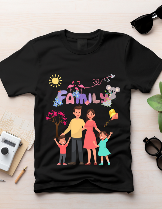 My Family Kids Organic Cotton T-shirt Black from DoodleChic