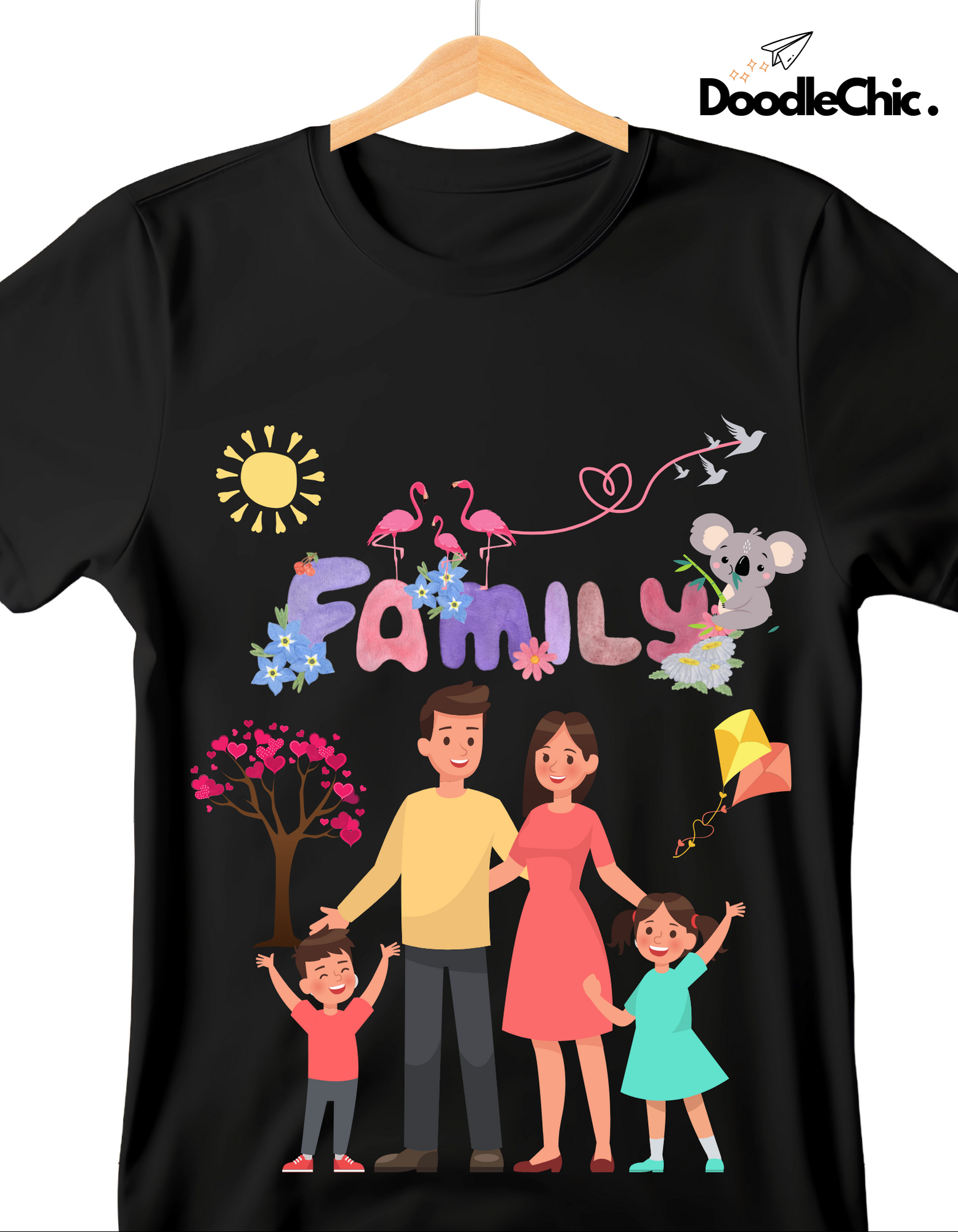 My Family Kids Organic Cotton T-shirt Black from DoodleChic