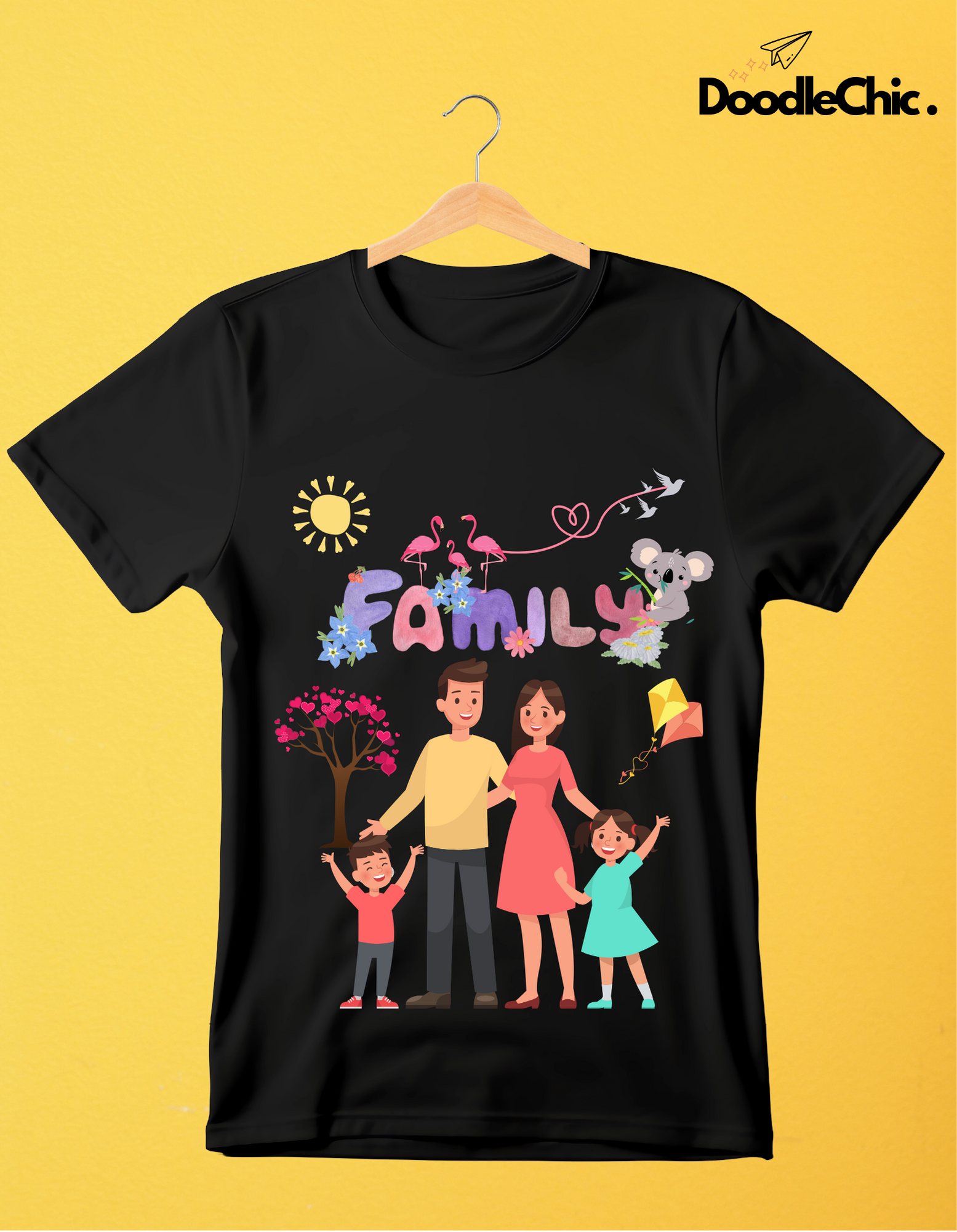 My Family Kids Organic Cotton T-shirt Black from DoodleChic