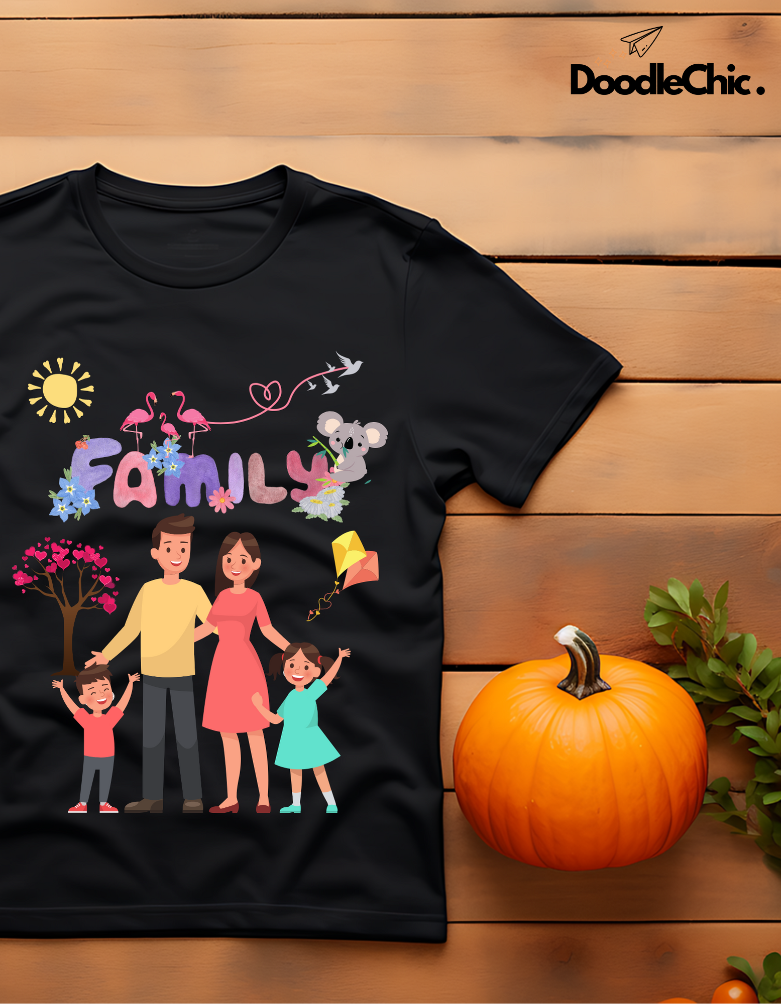 My Family Kids Organic Cotton T-shirt Black from DoodleChic