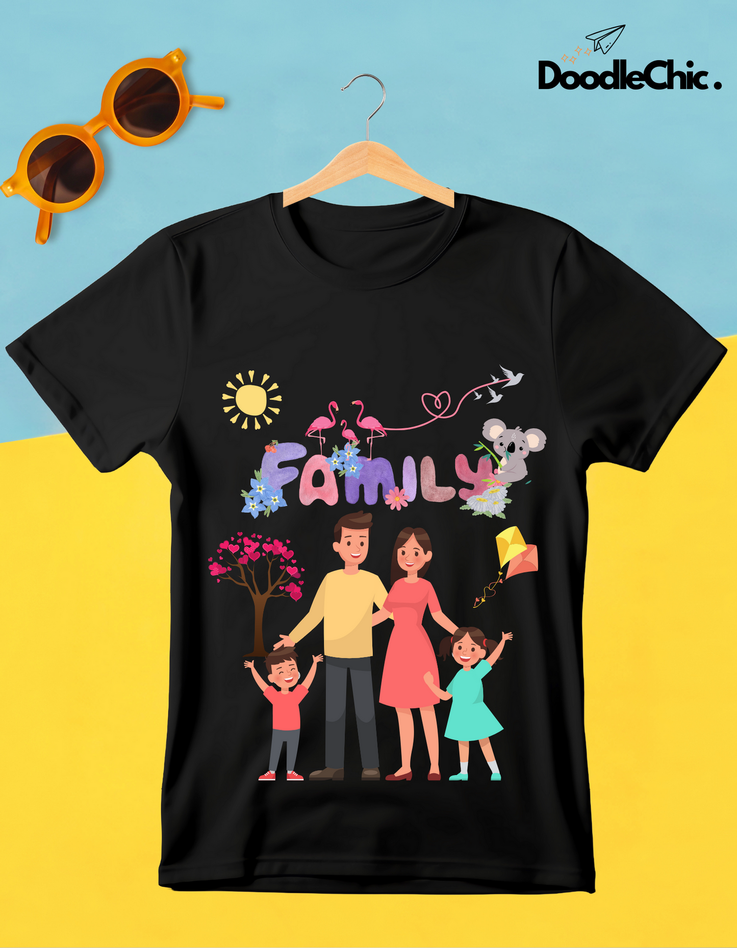 My Family Kids Organic Cotton T-shirt Black from DoodleChic
