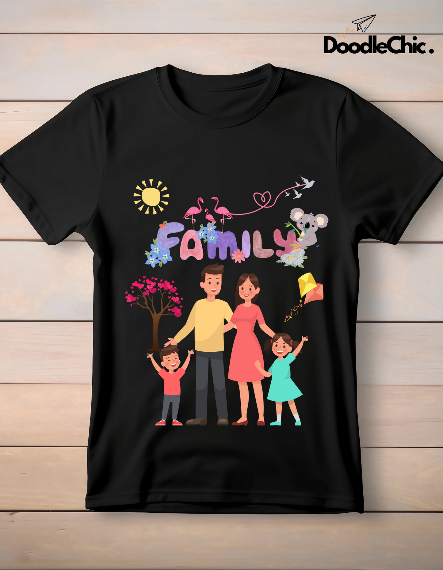 My Family Kids Organic Cotton T-shirt Black from DoodleChic