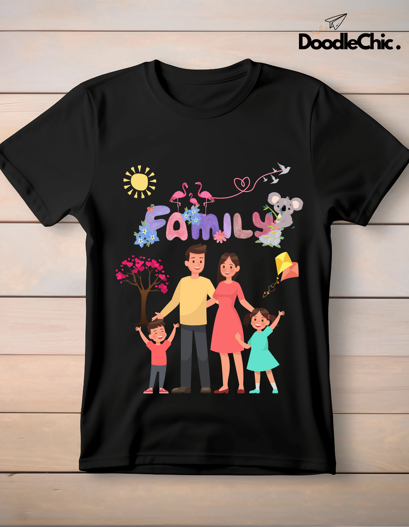 My Family Kids Organic Cotton T-shirt Black from DoodleChic