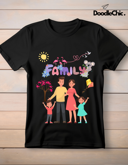 My Family Kids Organic Cotton T-shirt Black from DoodleChic