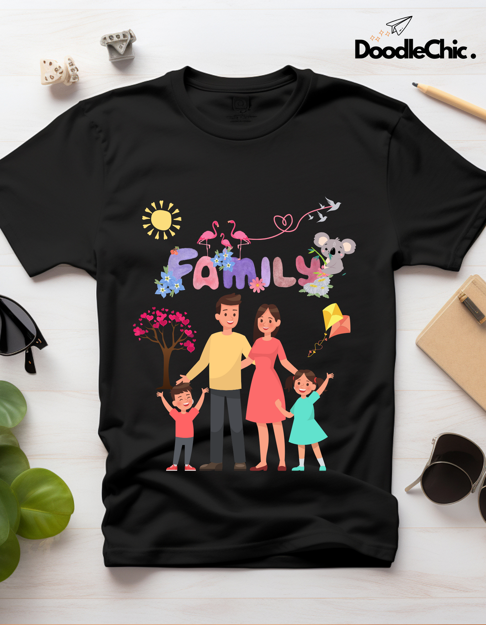My Family Kids Organic Cotton T-shirt Black from DoodleChic