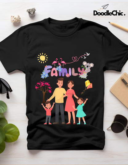 My Family Kids Organic Cotton T-shirt Black from DoodleChic