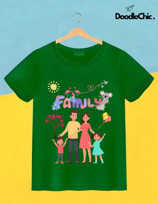 My Family Kids Organic Cotton T-shirt Green from DoodleChic