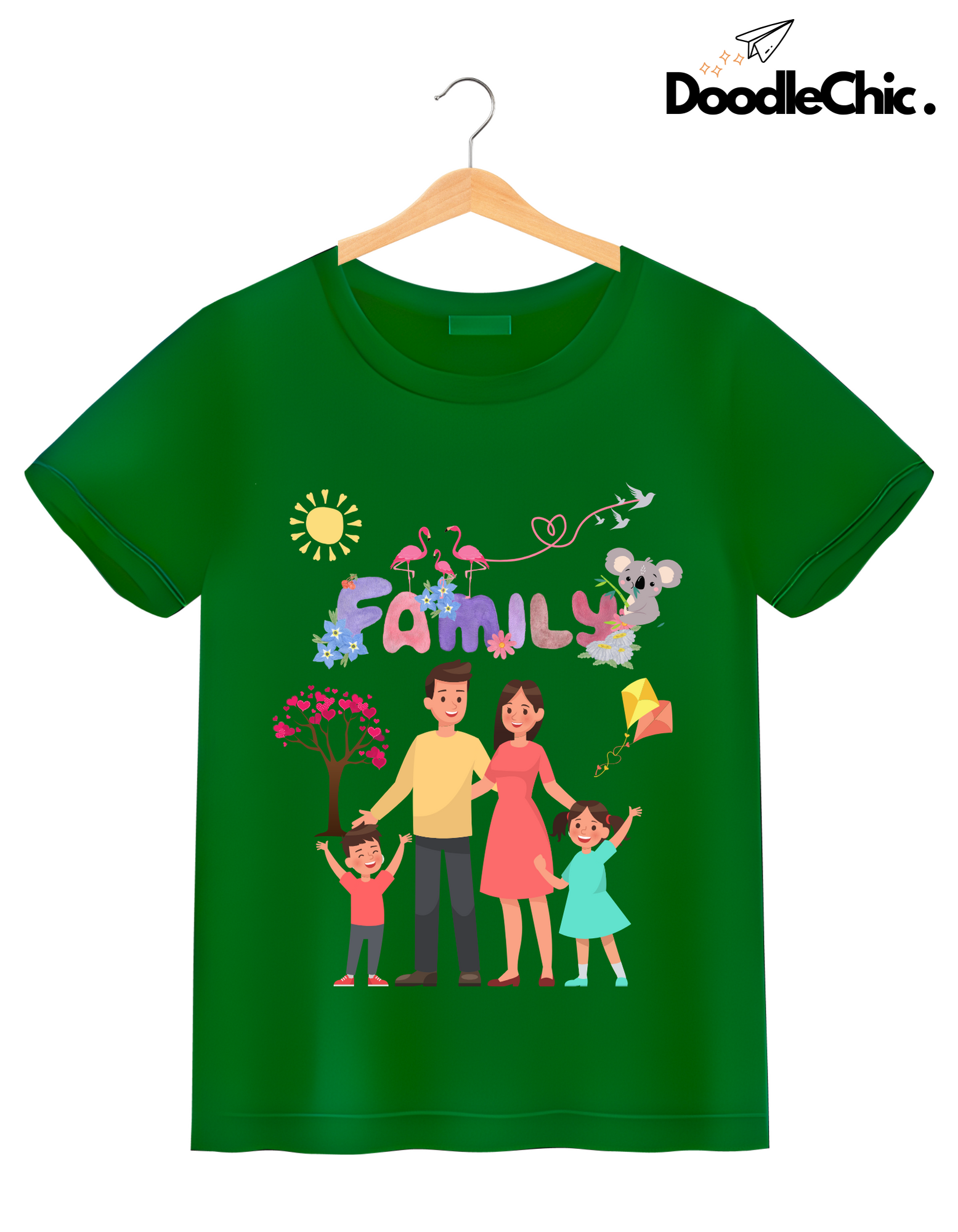My Family Kids Organic Cotton T-shirt Green from DoodleChic