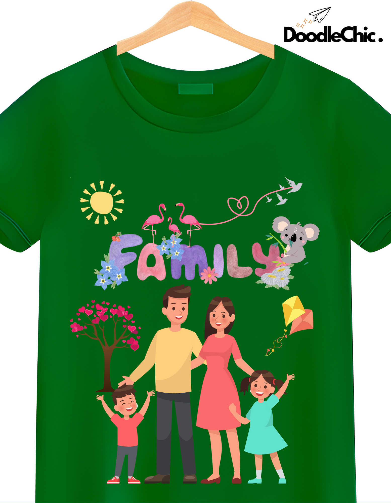 My Family Kids Organic Cotton T-shirt Green from DoodleChic
