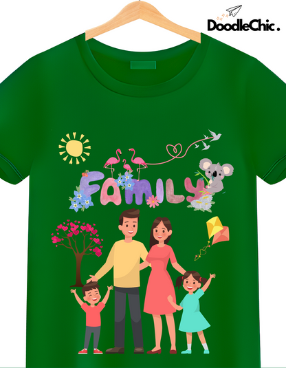 My Family Kids Organic Cotton T-shirt Green from DoodleChic