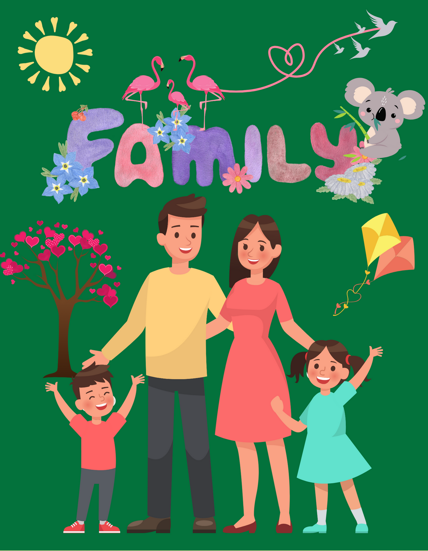My Family Kids Organic Cotton T-shirt Green from DoodleChic
