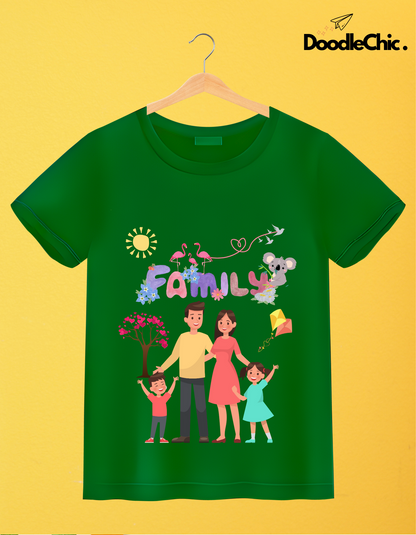 My Family Kids Organic Cotton T-shirt Green from DoodleChic