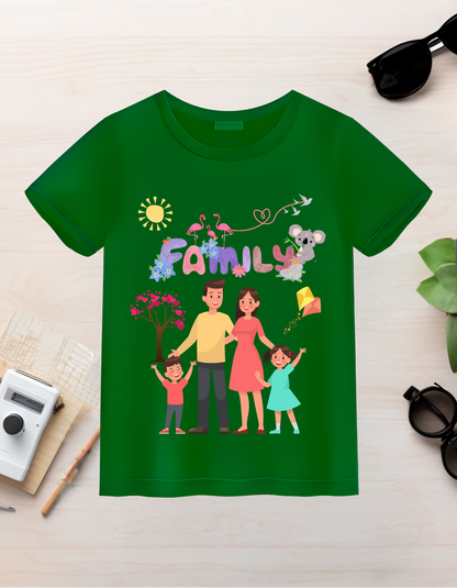 My Family Kids Organic Cotton T-shirt Green from DoodleChic