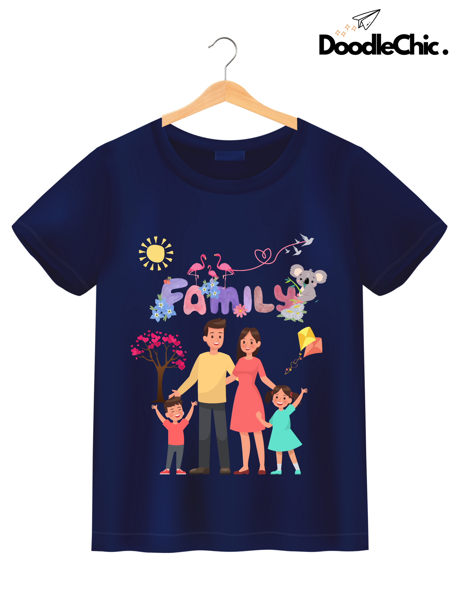 My Family Kids Organic Cotton T-shirt Navy Blue from DoodleChic