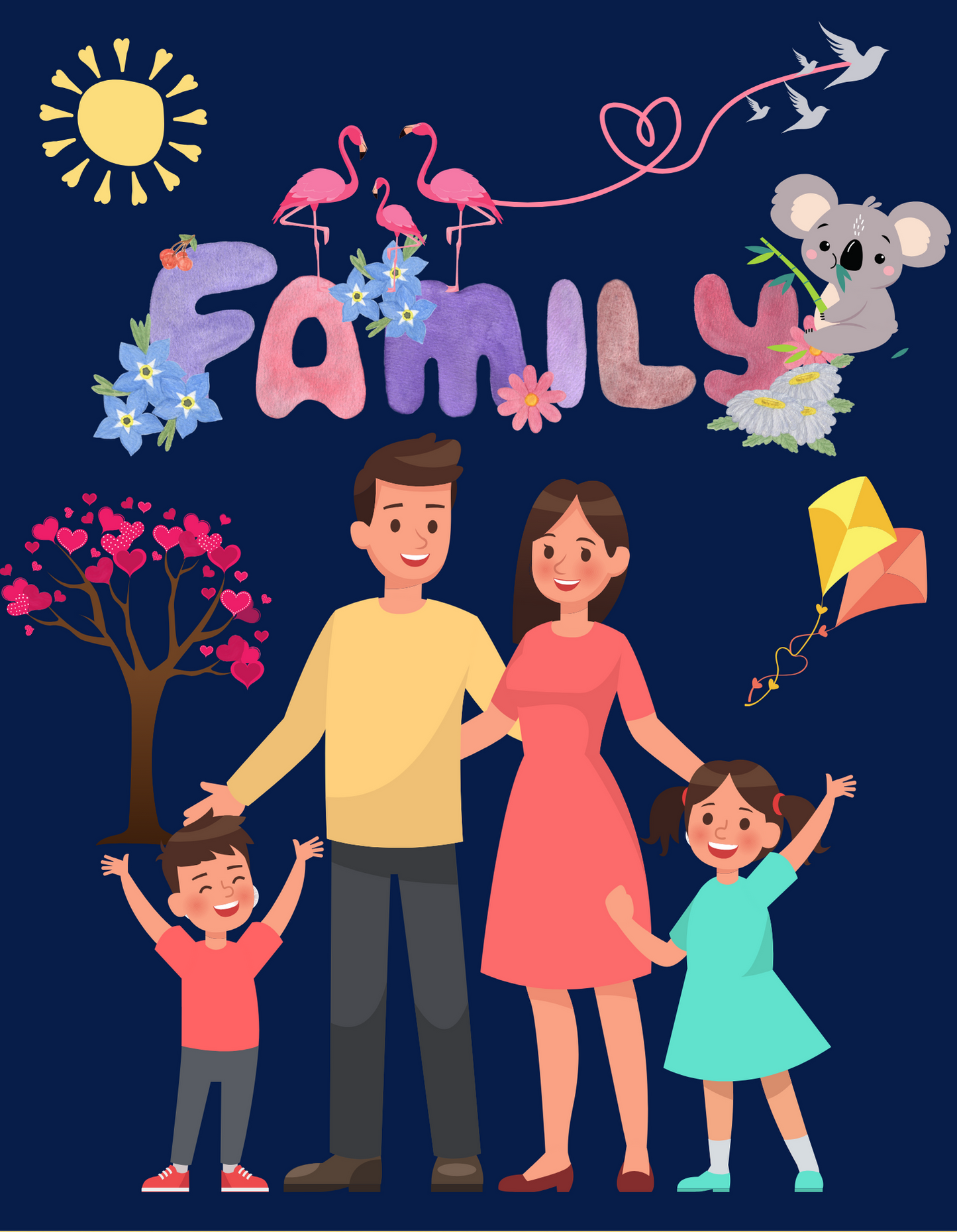 My Family Kids Organic Cotton T-shirt Navy Blue from DoodleChic