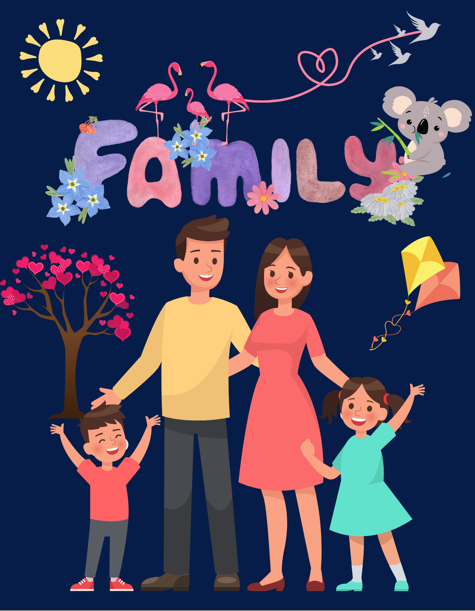My Family Kids Organic Cotton T-shirt Navy Blue from DoodleChic