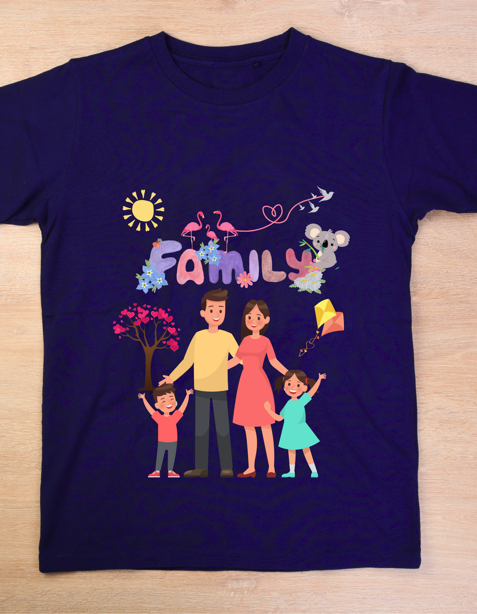 My Family Kids Organic Cotton T-shirt Navy Blue from DoodleChic