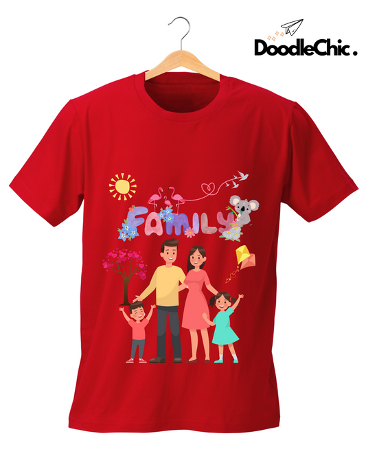 My Family Kids Organic Cotton T-shirt Red from DoodleChic