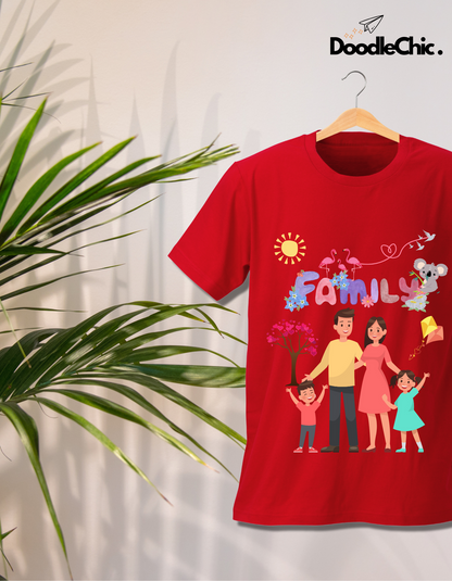 My Family Kids Organic Cotton T-shirt Red from DoodleChic