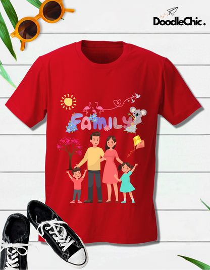 My Family Kids Organic Cotton T-shirt Red from DoodleChic