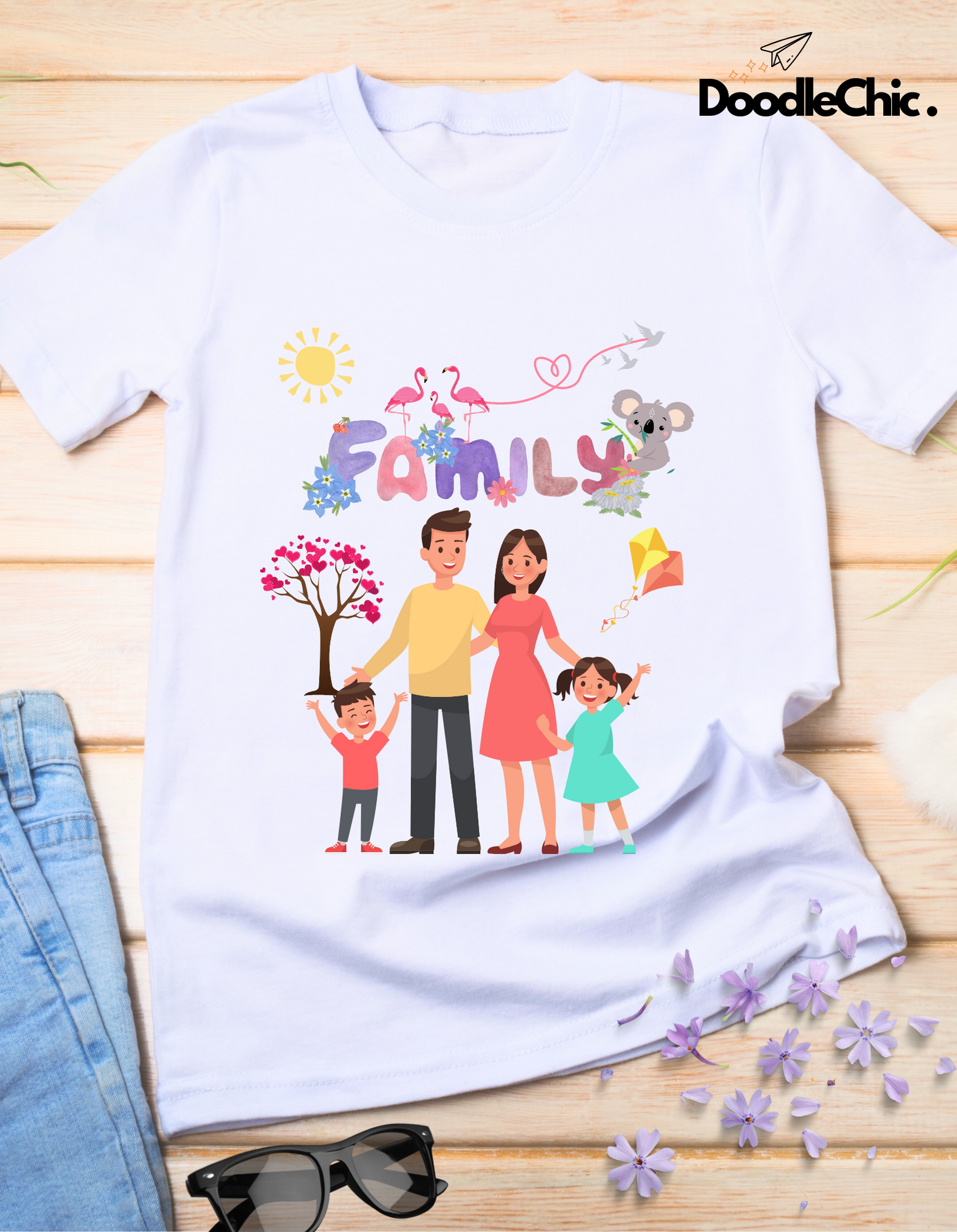 My Family Kids Organic Cotton T-shirt White from DoodleChic
