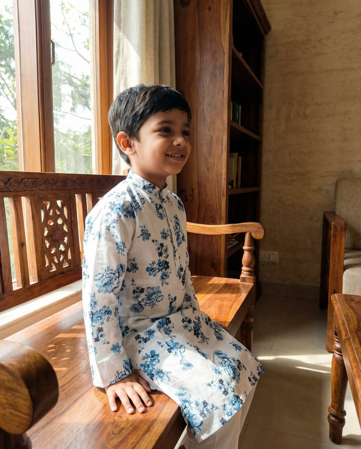अBIR Neel Phool Kurta for Boys